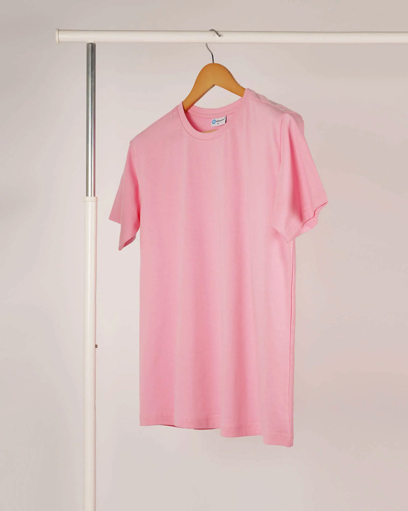 Melangebox Half Sleeves Crew Neck: Baby Pink