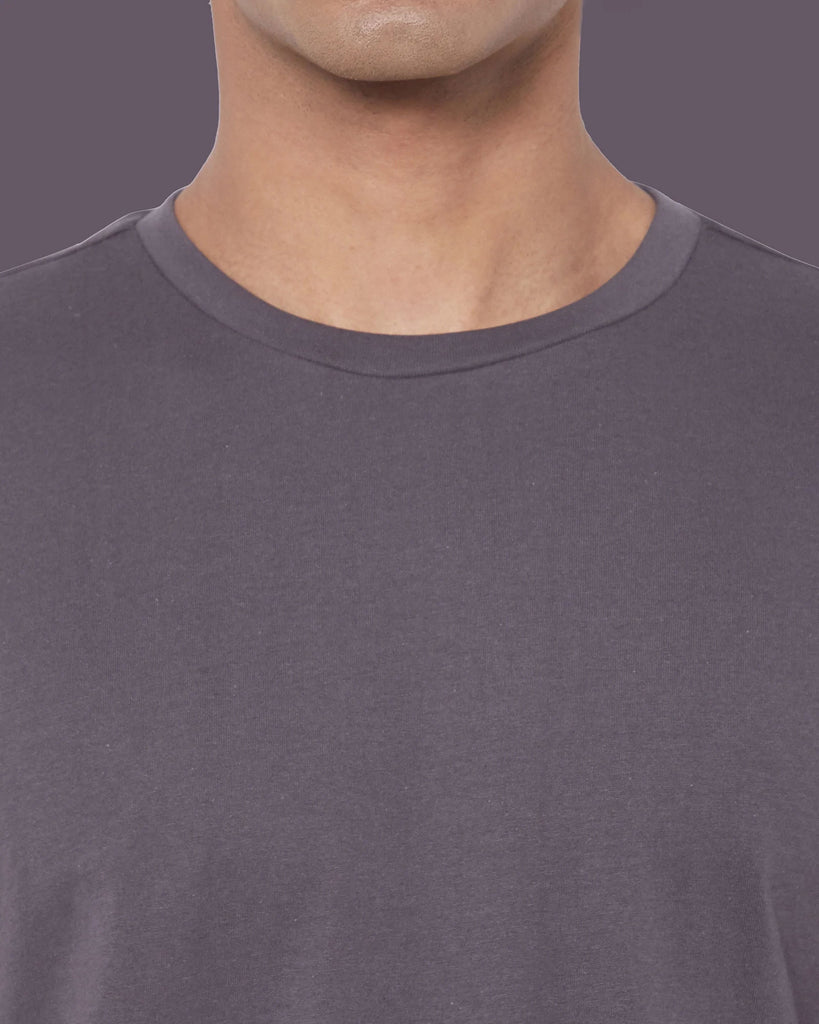 Melangebox Dropshoulder Crew Neck: Steel Grey