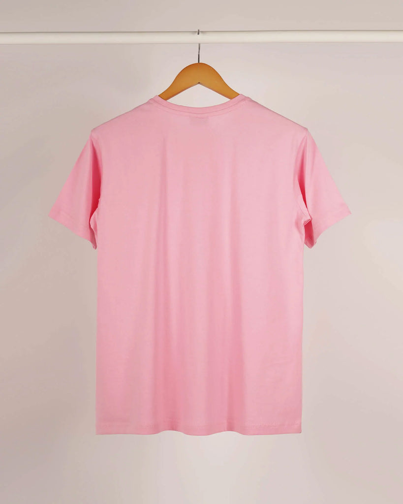 Melangebox Half Sleeves Crew Neck: Baby Pink