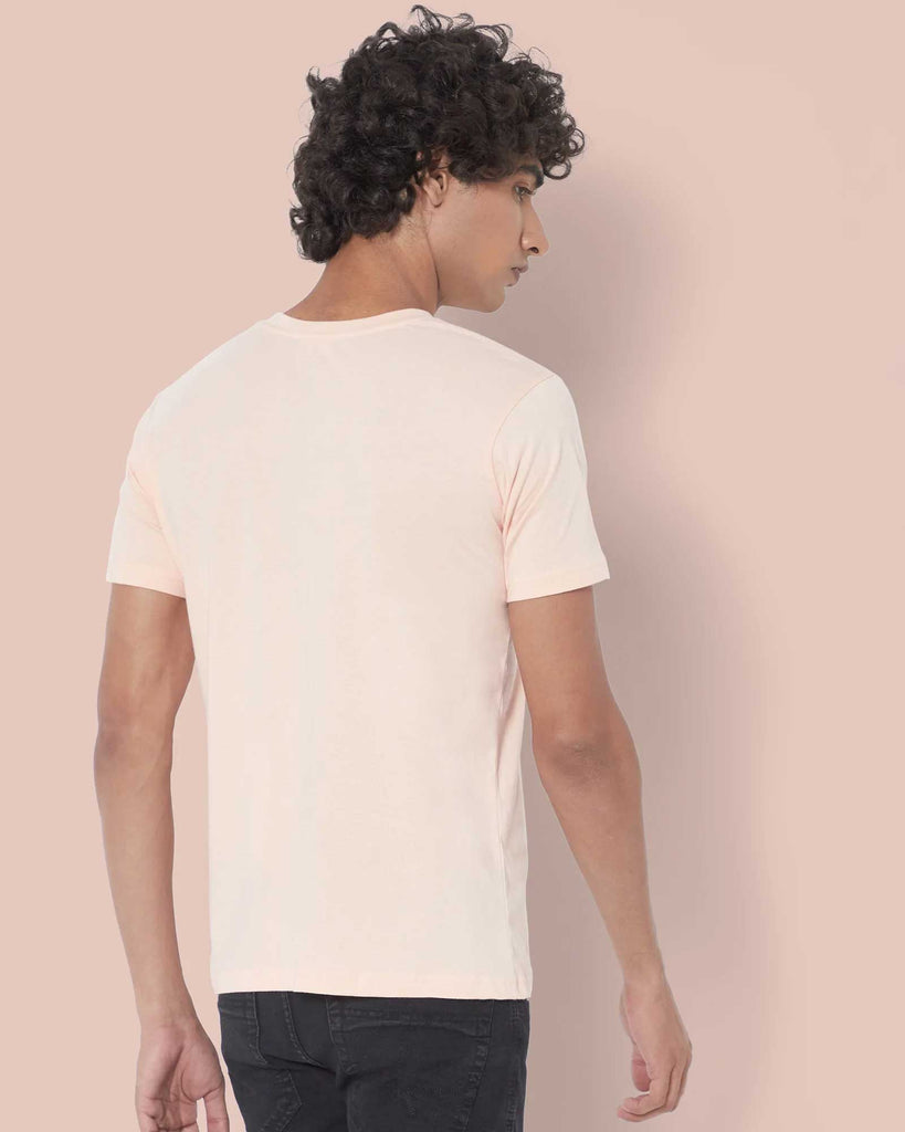 Melangebox Half Sleeves Henley: Peach