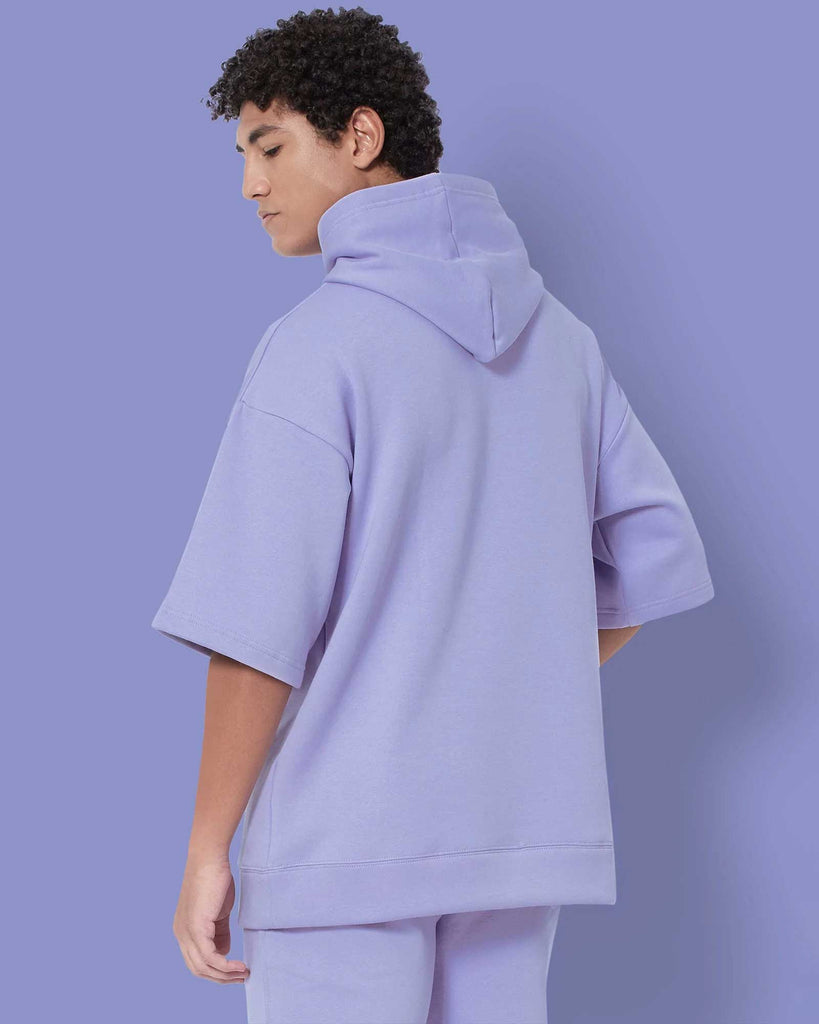 Melangebox Crop Sleeves Oversized Hoodie: Periwinkle