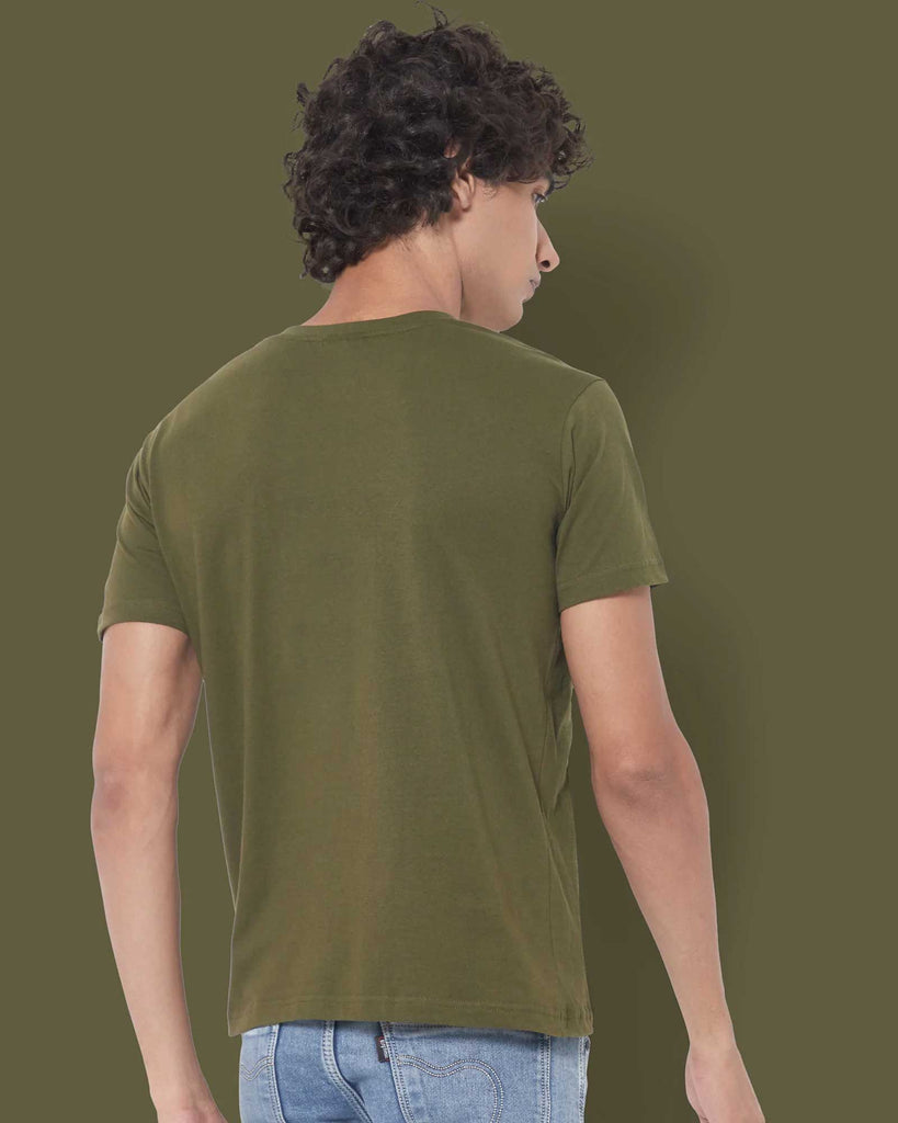 Melangebox Half Sleeves Henley: Military Green