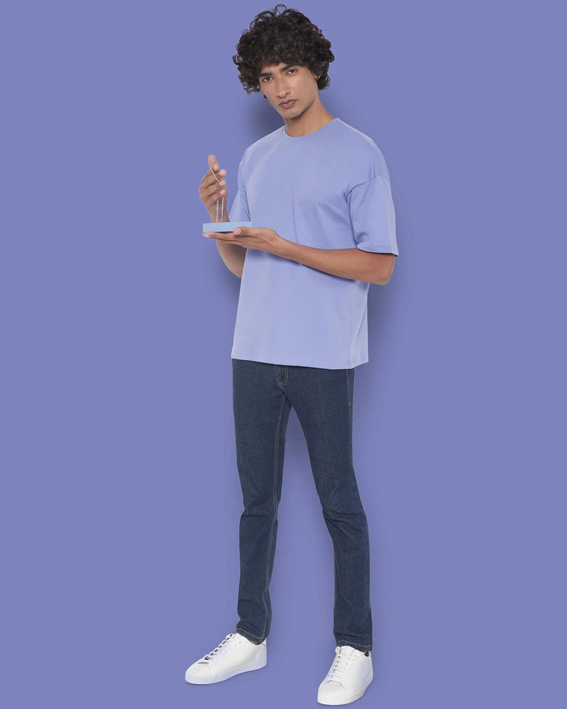 Melangebox Dropshoulder Crew Neck: Periwinkle