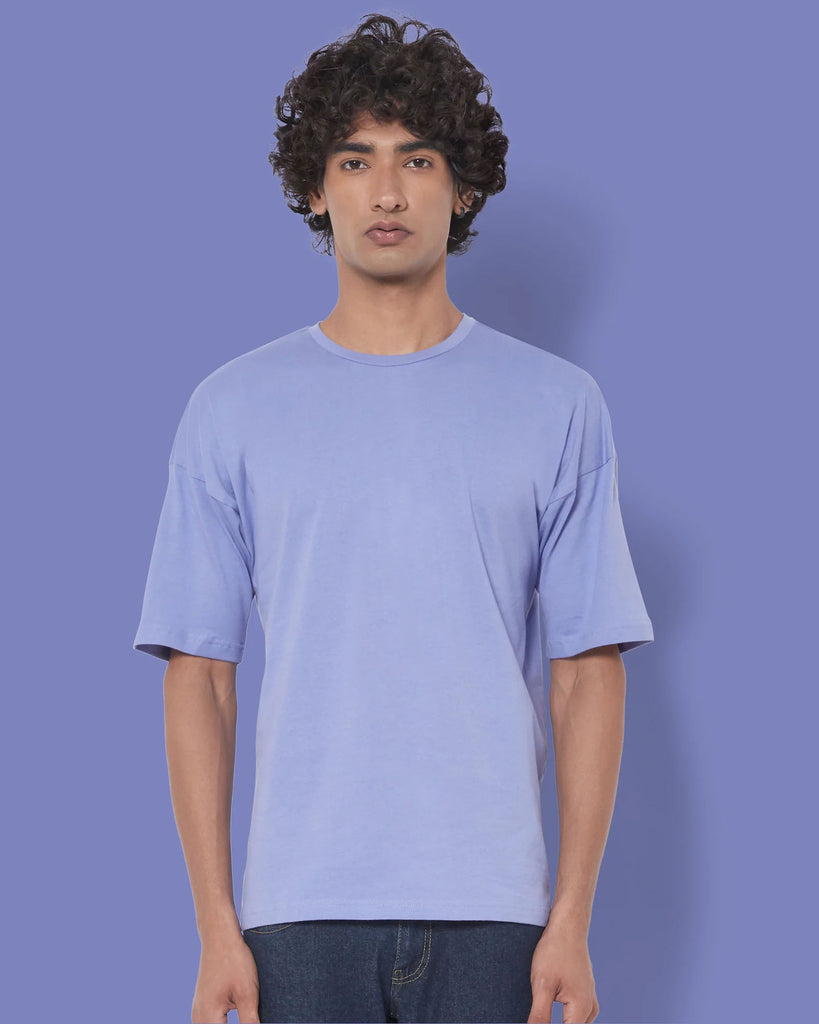 Melangebox Dropshoulder Crew Neck: Periwinkle