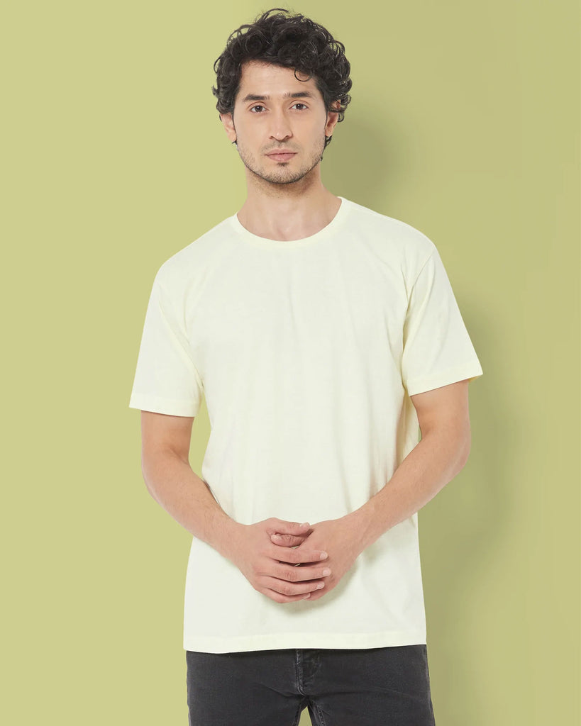 Melangebox Half Sleeves Crew Neck: Lemon Chiffon