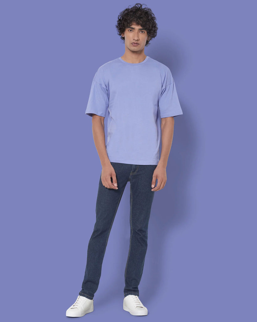 Melangebox Dropshoulder Crew Neck: Periwinkle