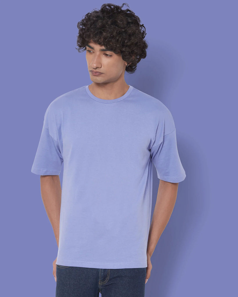 Melangebox Dropshoulder Crew Neck: Periwinkle