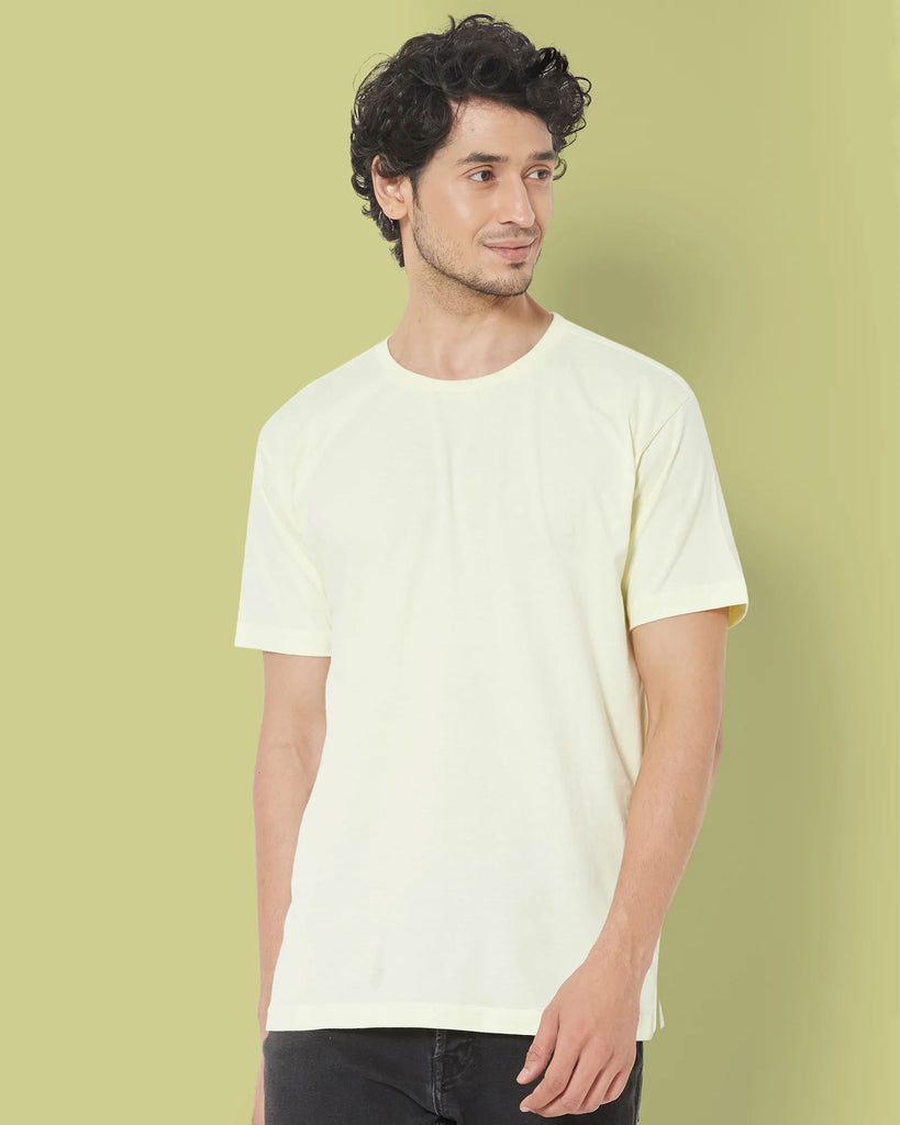 Melangebox Half Sleeves Crew Neck: Lemon Chiffon