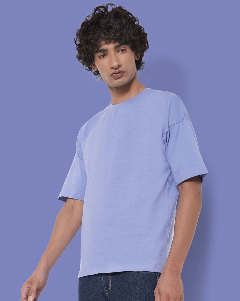 Melangebox Dropshoulder Crew Neck: Periwinkle