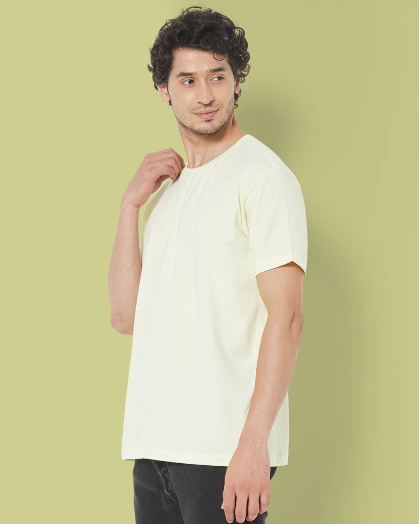 Melangebox Half Sleeves Crew Neck: Lemon Chiffon