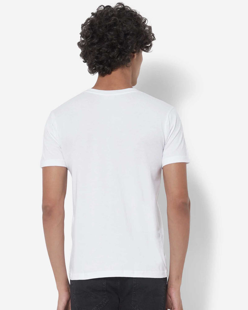 Melangebox Half Sleeves Henley: White