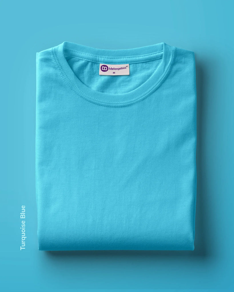 Melangebox Full Sleeves Crew Neck: Turquoise Blue