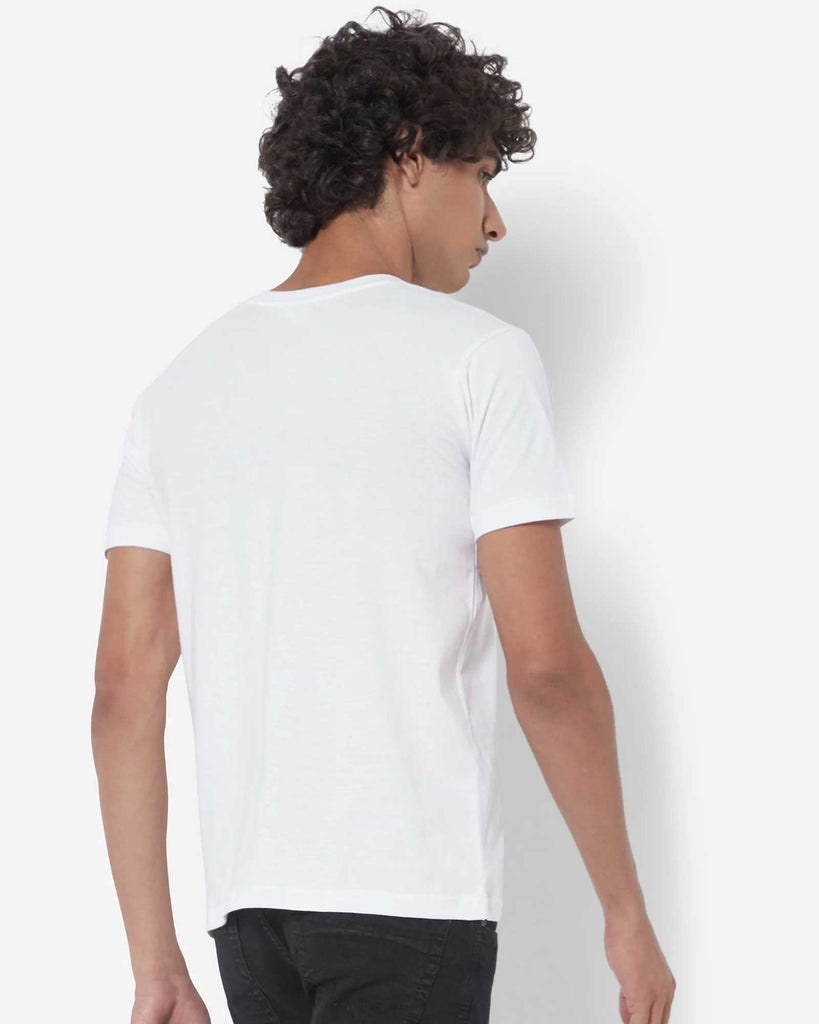 Melangebox Half Sleeves Henley: White