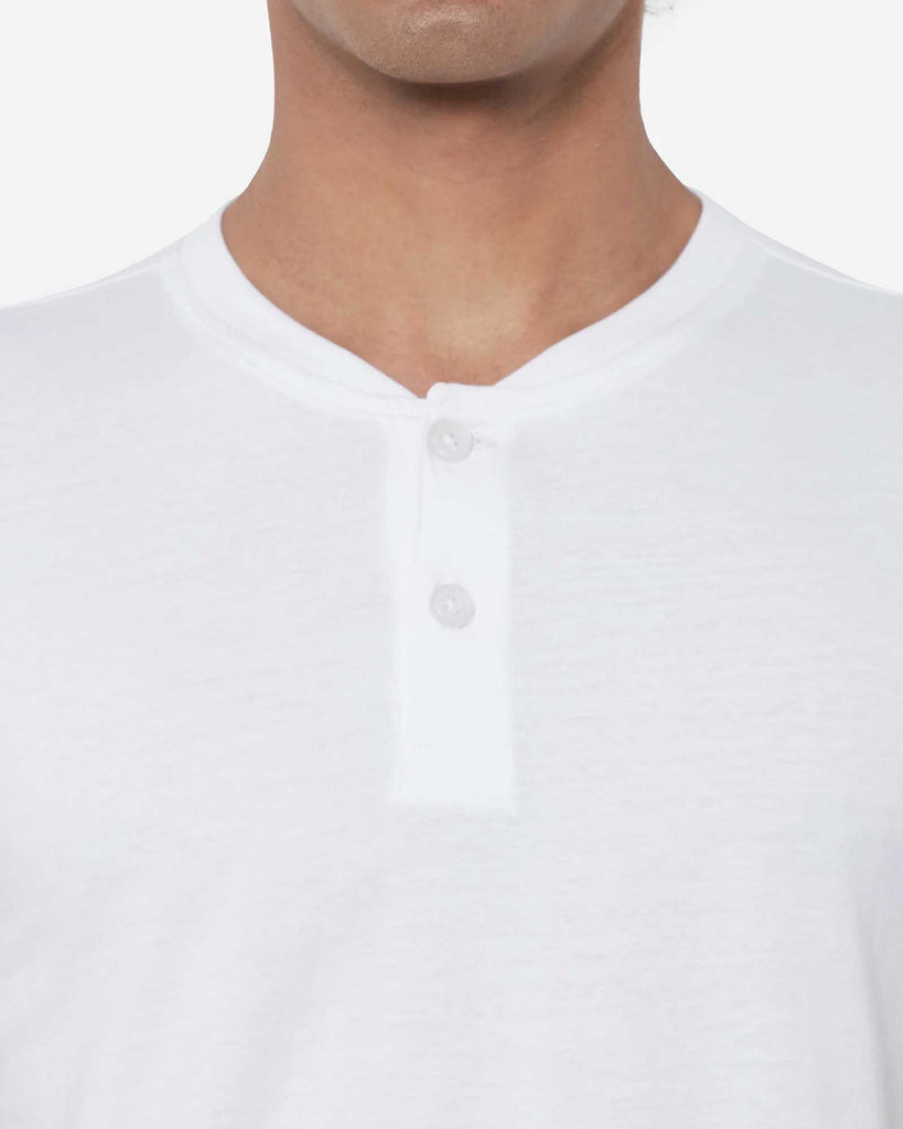 Melangebox Half Sleeves Henley: White