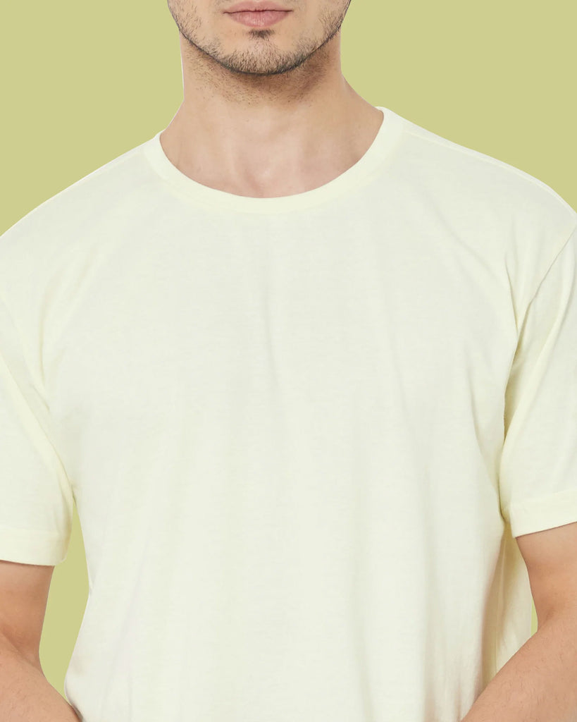 Melangebox Half Sleeves Crew Neck: Lemon Chiffon