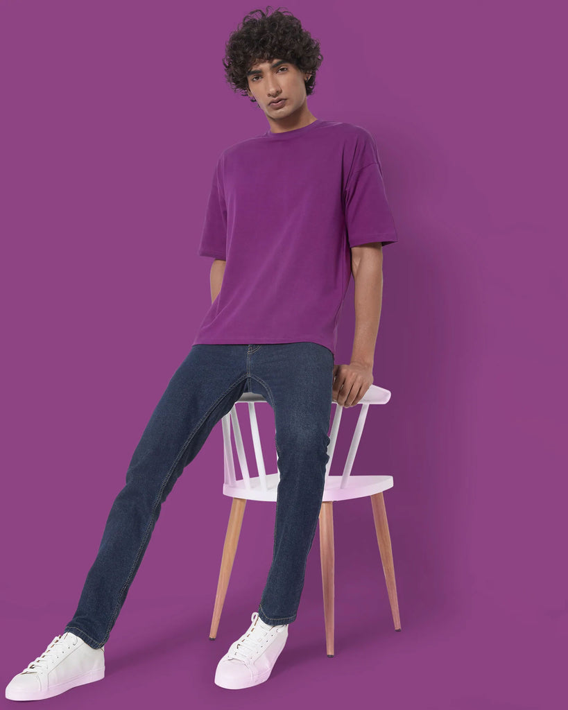 Melangebox Dropshoulder Crew Neck: Eggplant Purple