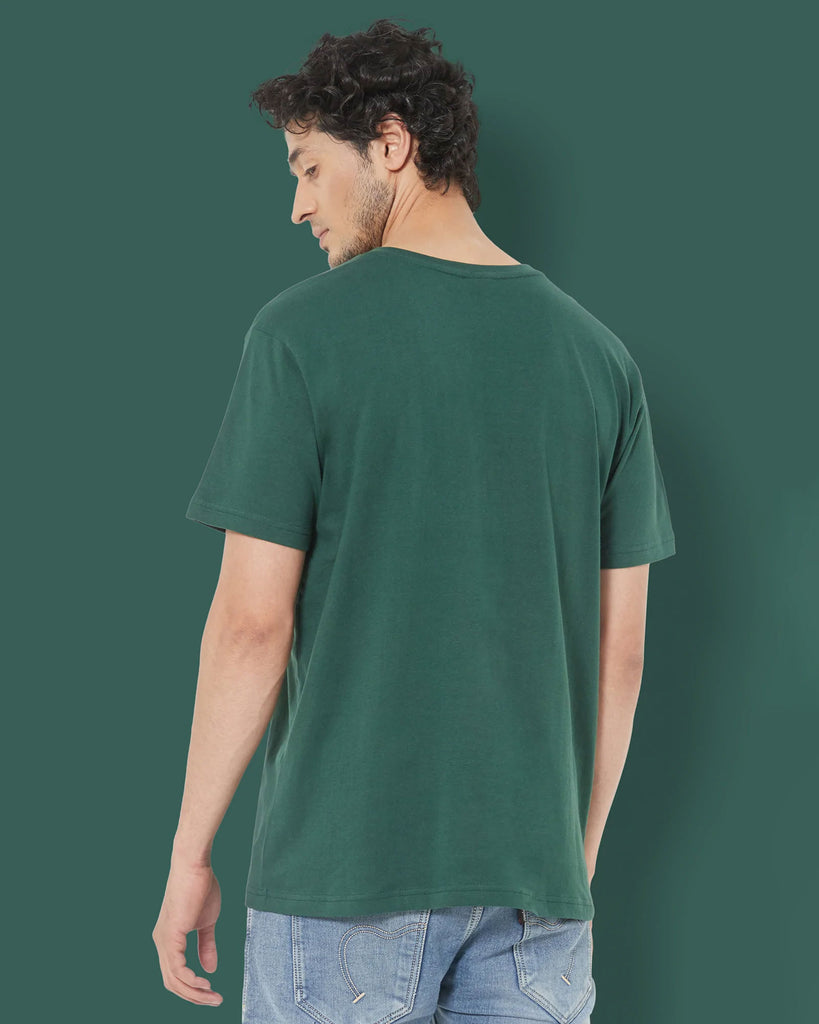 V Neck Half Sleeves: Emerald Green