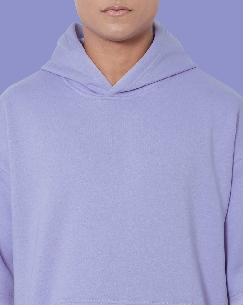 Melangebox Crop Sleeves Oversized Hoodie: Periwinkle