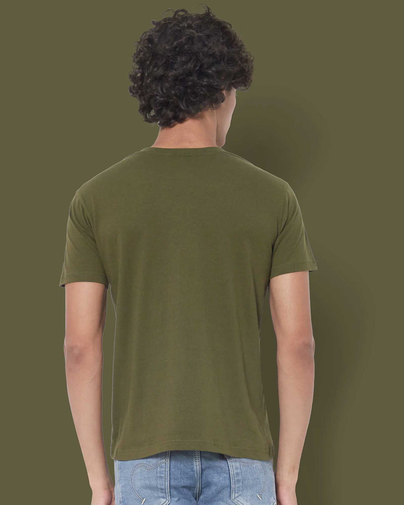 Melangebox Half Sleeves Henley: Military Green