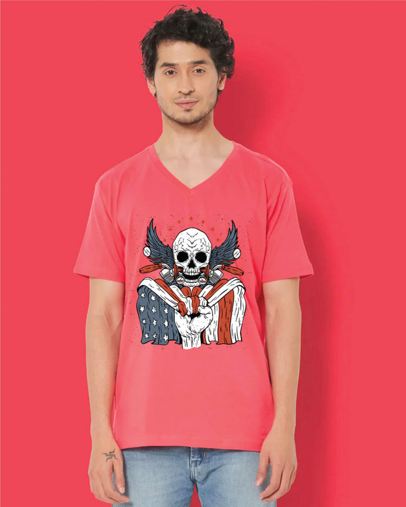 Melangebox AmericanaBones V Neck: Vermillion