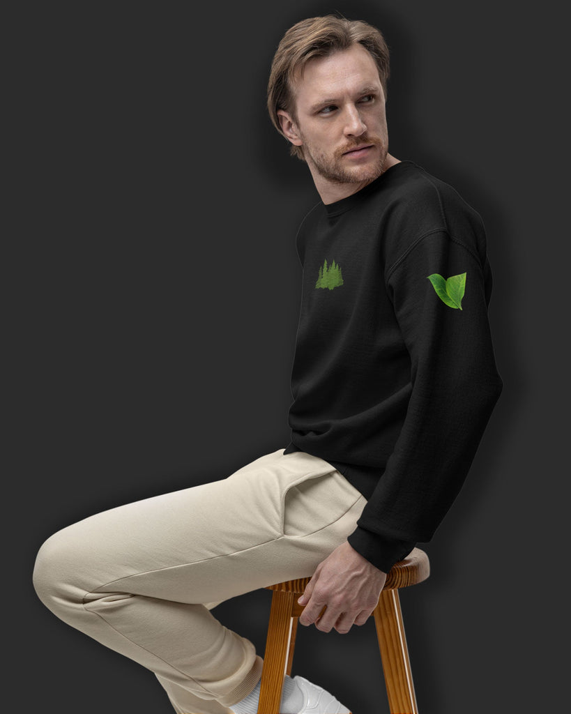 Melangebox Arboreal Drop Shoulder Sweatshirt: Black