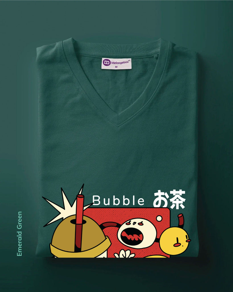 Melangebox Bubble V Neck: Emerald Green