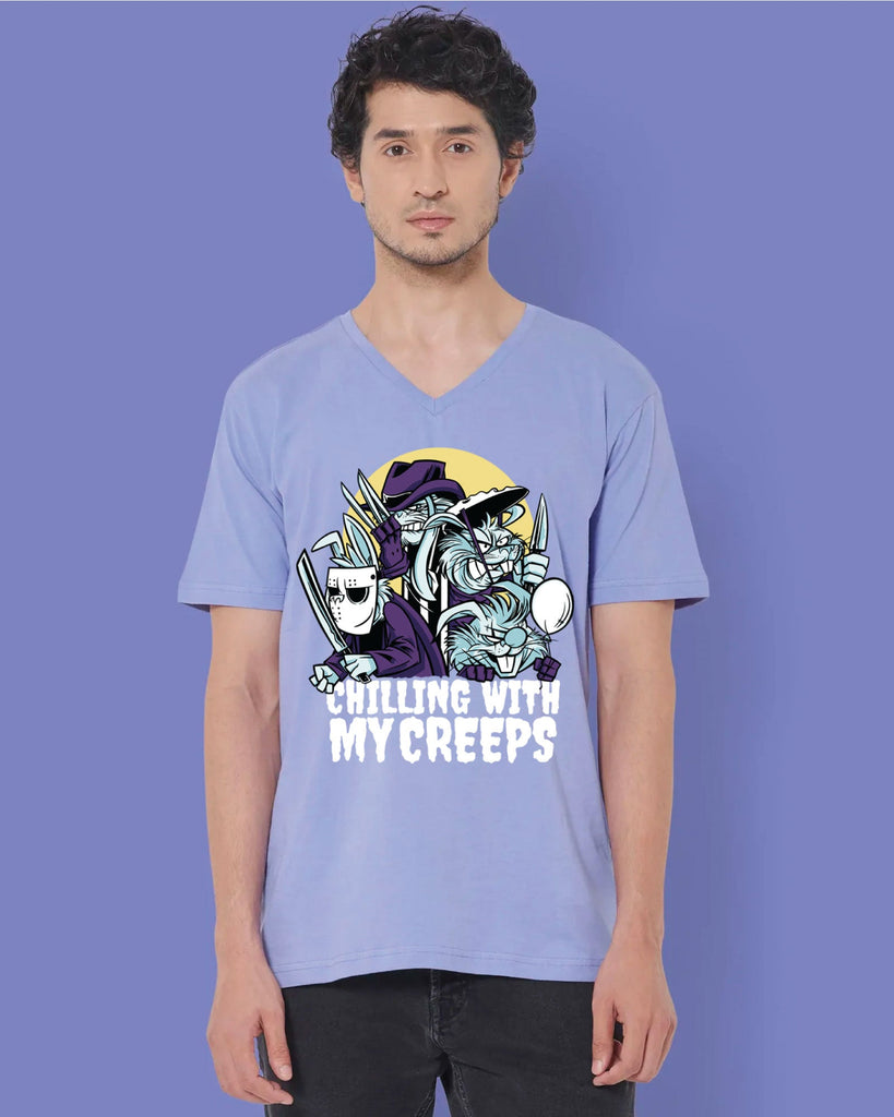 Creepsters V Neck: Periwinkle