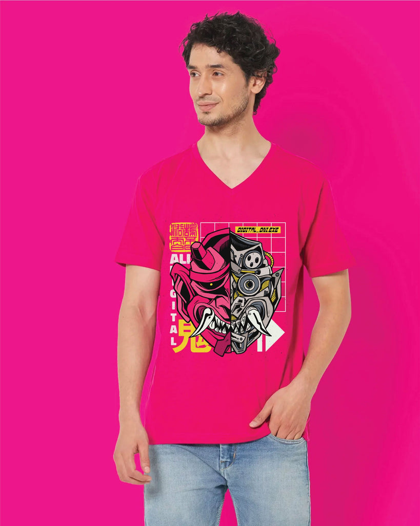 Melangebox Cyber Monster V Neck: Fuchsia