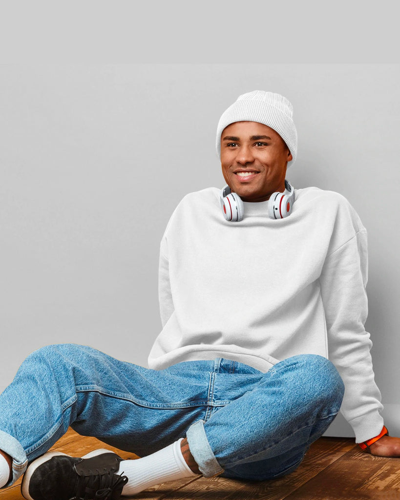 Melangebox Drop Shoulder Sweatshirt: The White