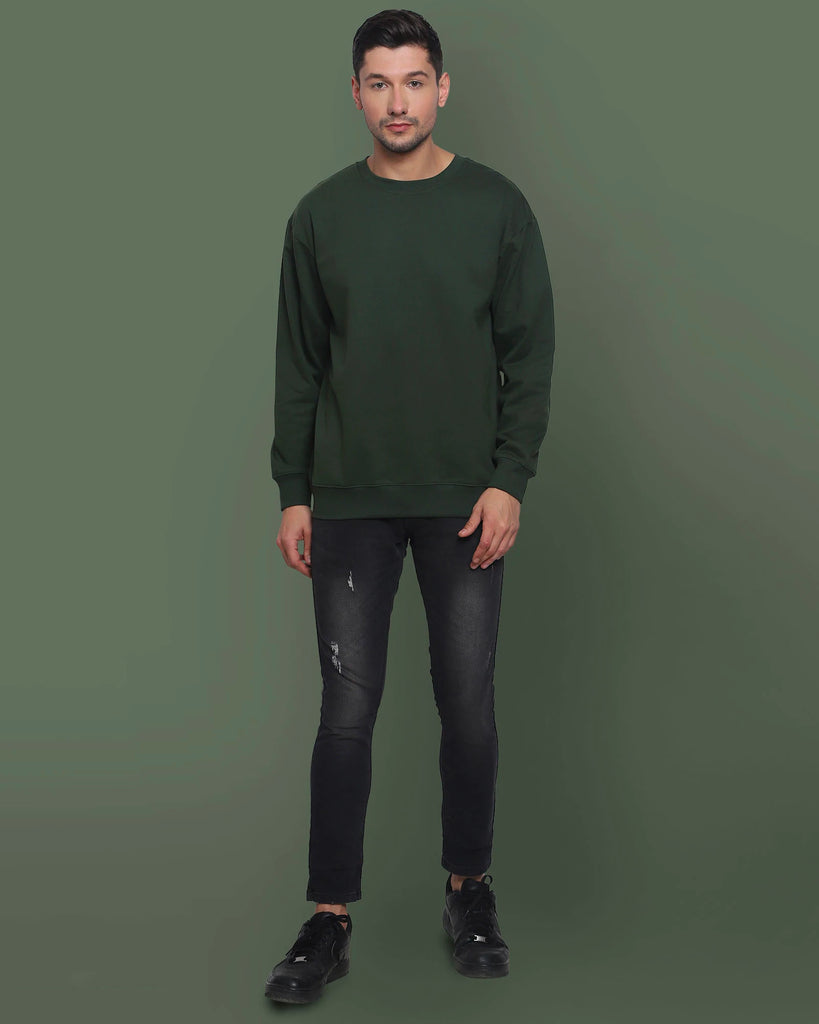 Melangebox Military Green Drop Shoulder SweatshirtÃ‚Â 