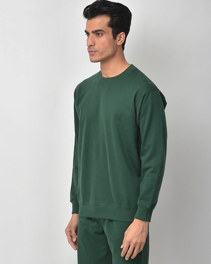 Melangebox Emerald Green Drop Shoulder SweatshirtÃ‚Â 