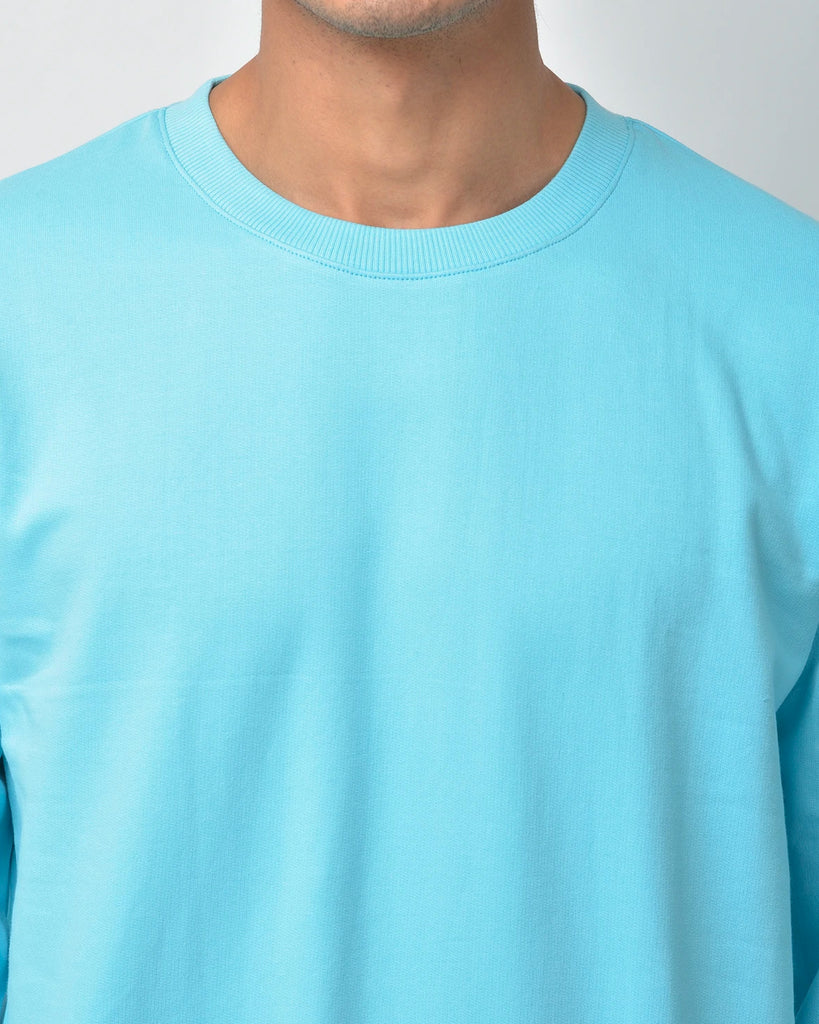 Melangebox Aqua Blue Drop Shoulder SweatshirtÃ‚Â 