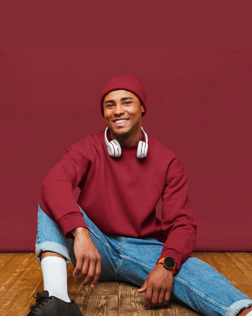 Melangebox Drop Shoulder Sweatshirt: Crimson