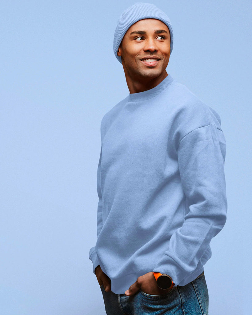 Drop Shoulder Sweatshirt: Cyan Blue