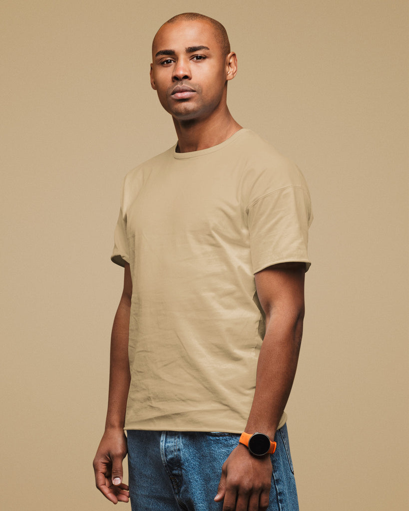 Melangebox Dropshoulder Crew Neck: Sepia