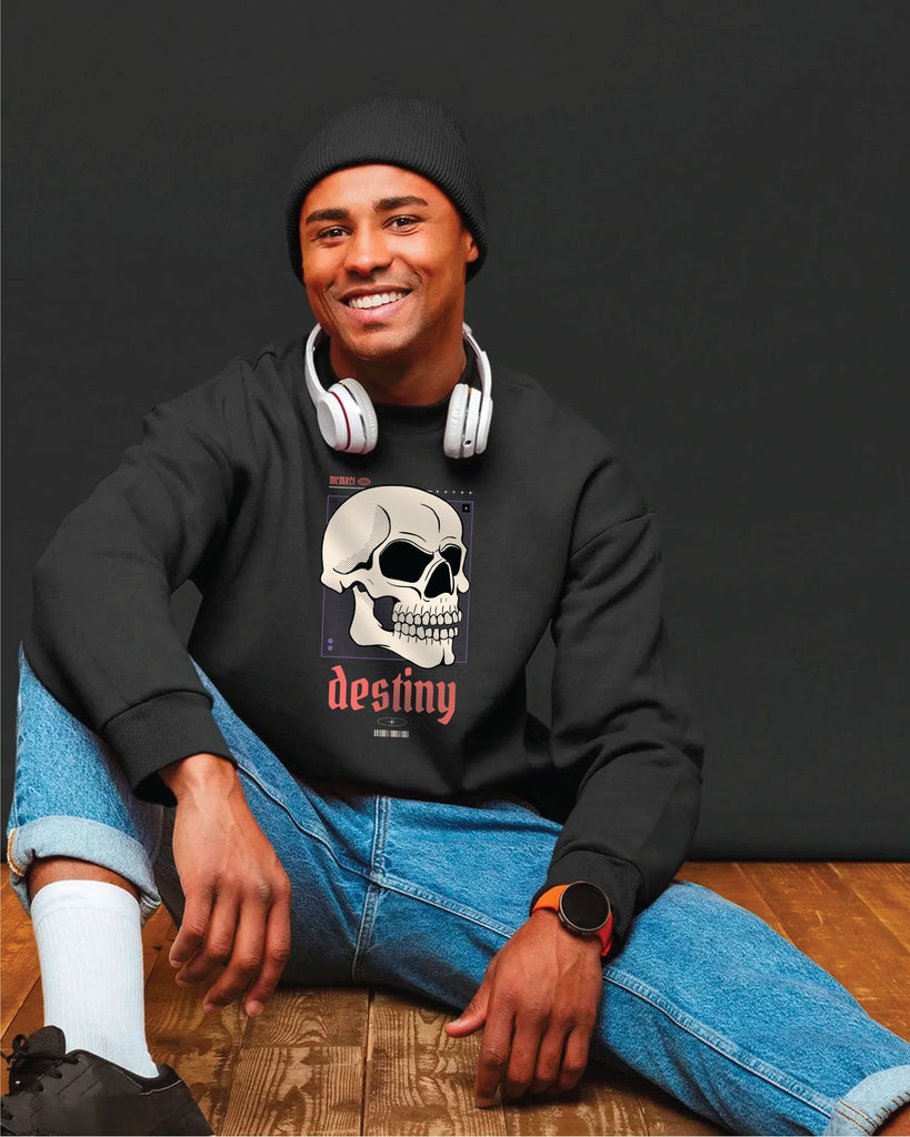 Melangebox Destiny Drop Shoulder Sweatshirt: Black