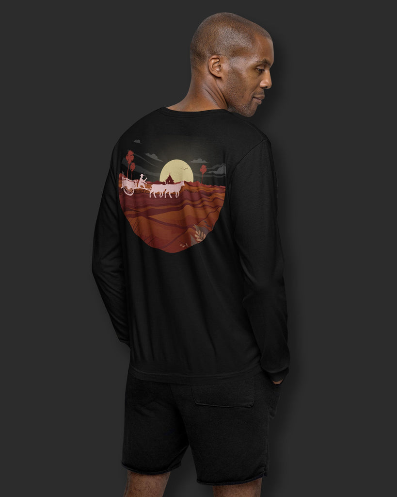 Melangebox Dhanwaad Full Sleeves Crew Neck: Black