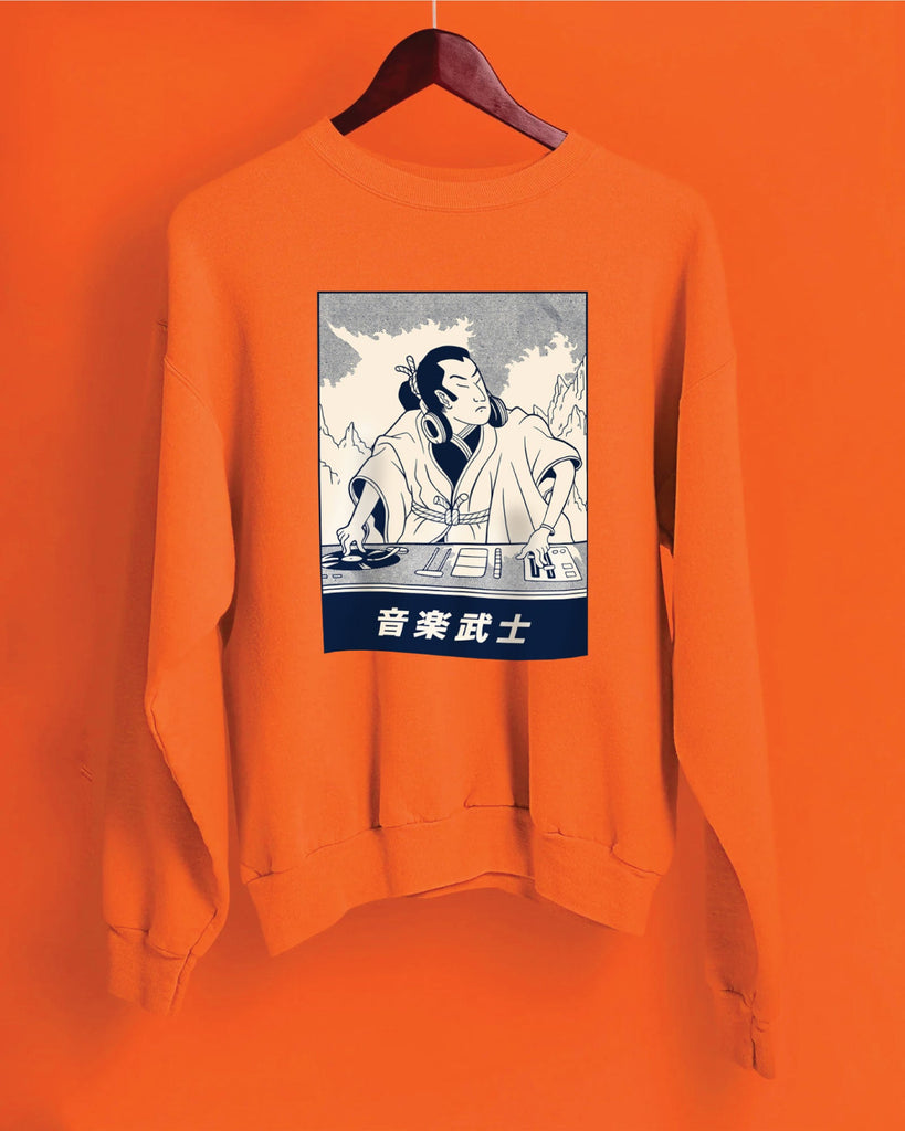 DJ Samurai Drop Shoulder Sweatshirt: Orange