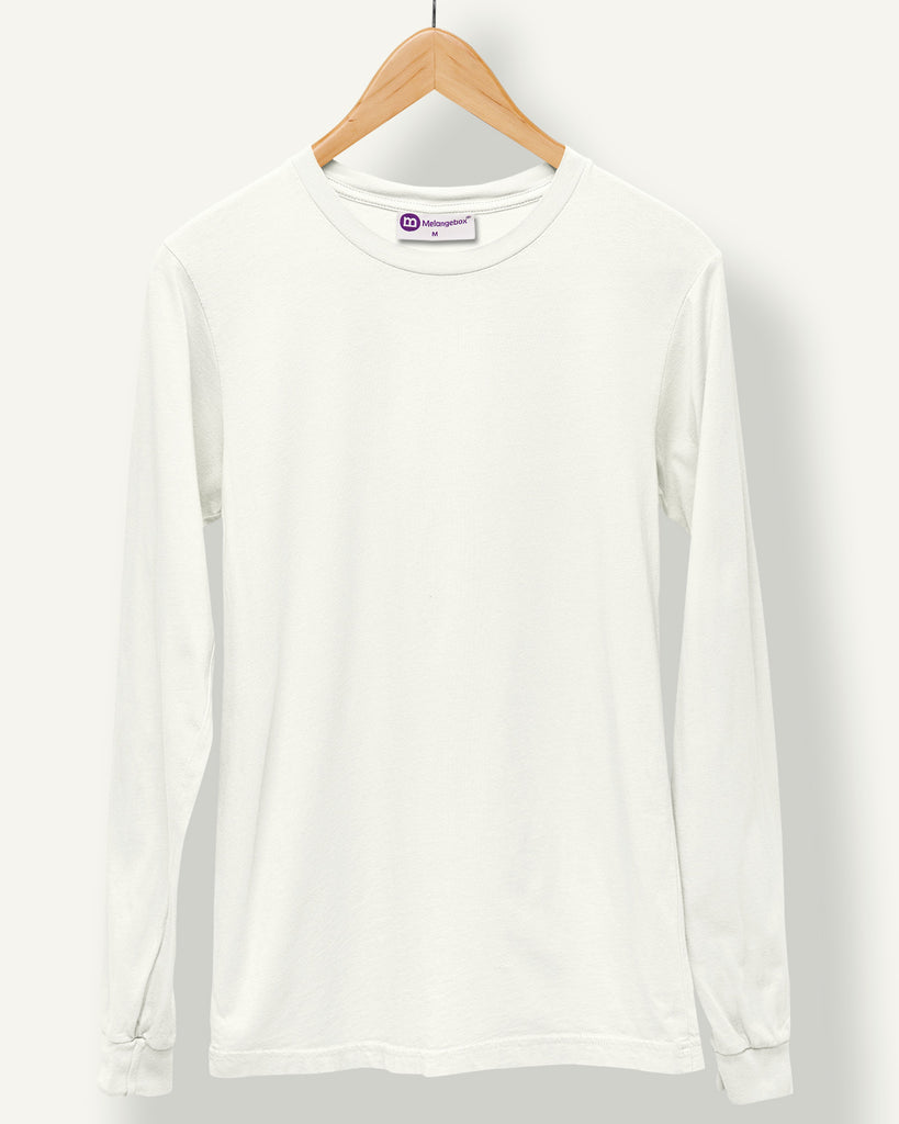 Melangebox Full Sleeves Crew Neck: Eggshell