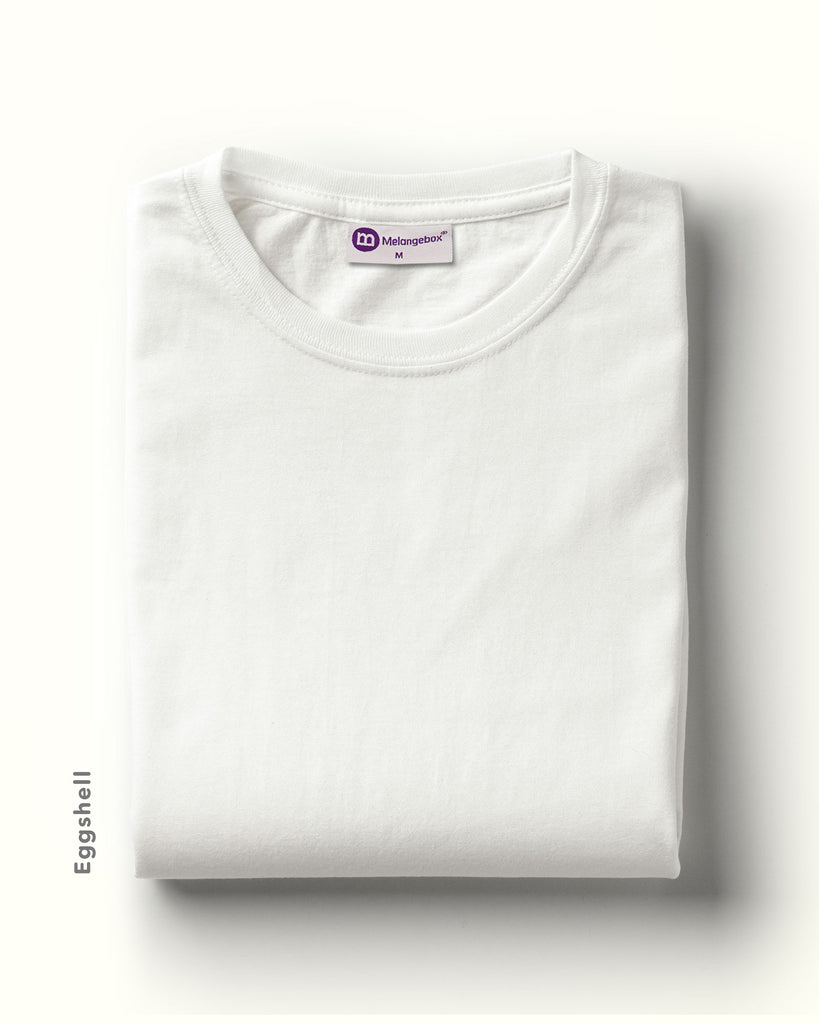 Melangebox Half Sleeves Crew Neck: Eggshell