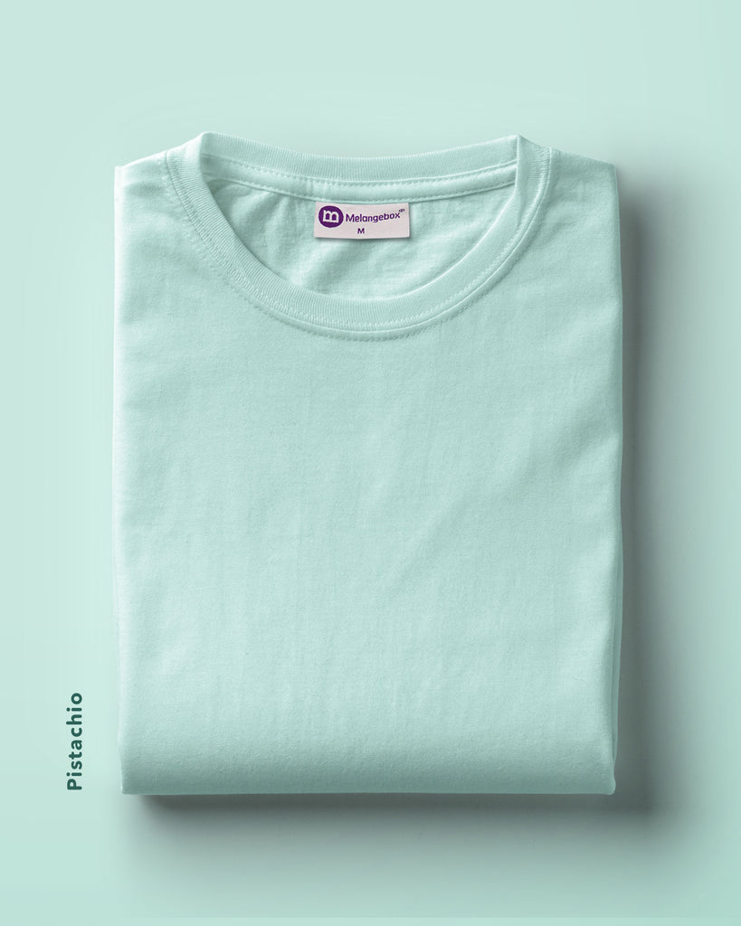 Melangebox Half Sleeves Crew Neck: Pistachio