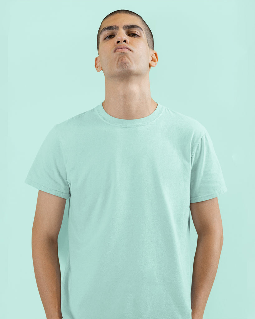 Melangebox Half Sleeves Crew Neck: Pistachio