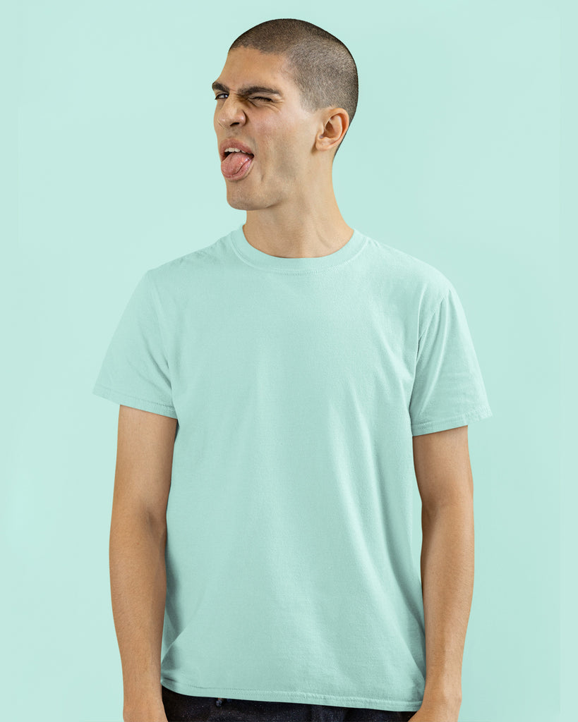 Melangebox Half Sleeves Crew Neck: Pistachio