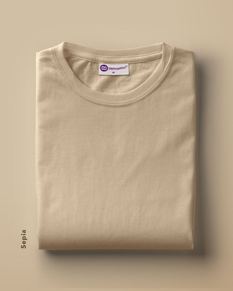 Melangebox Half Sleeves Crew Neck: Sepia