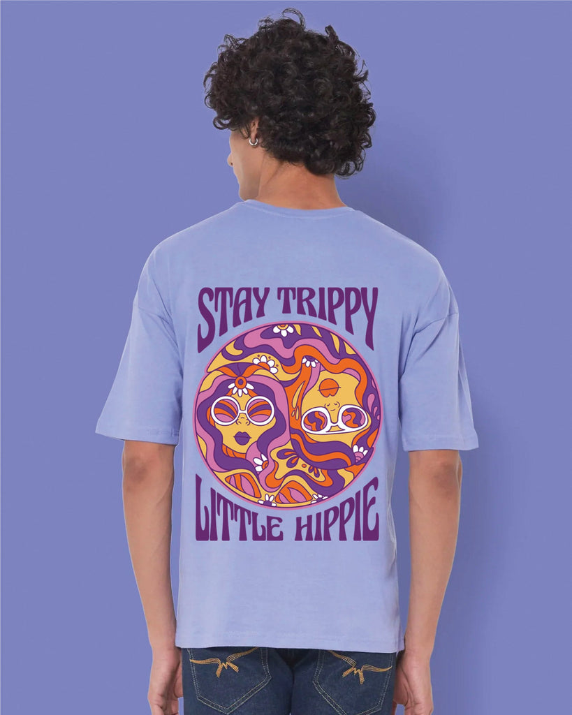 Melangebox Hippie Trippy Dropshoulder Crew: Periwinkle