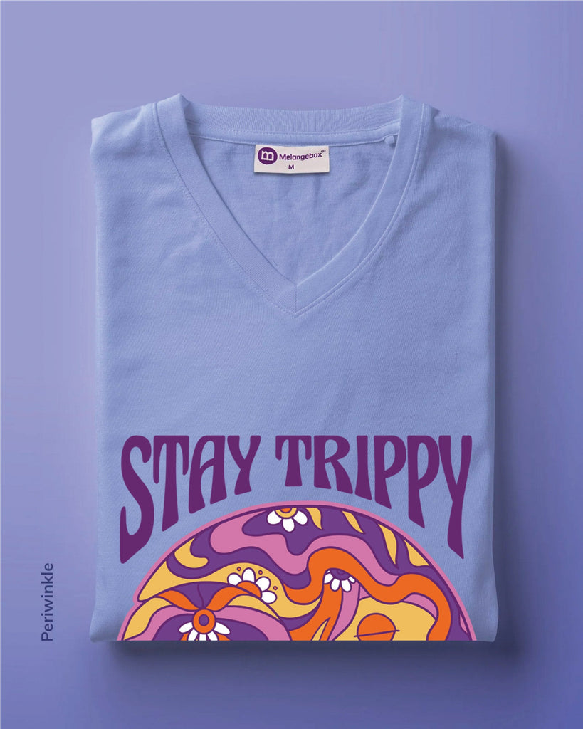 Melangebox Hippie Trippy V Neck: Periwinkle