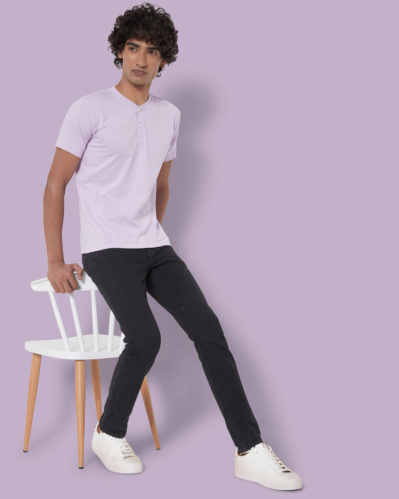 Melangebox Half Sleeves Henley: Mauve Purple