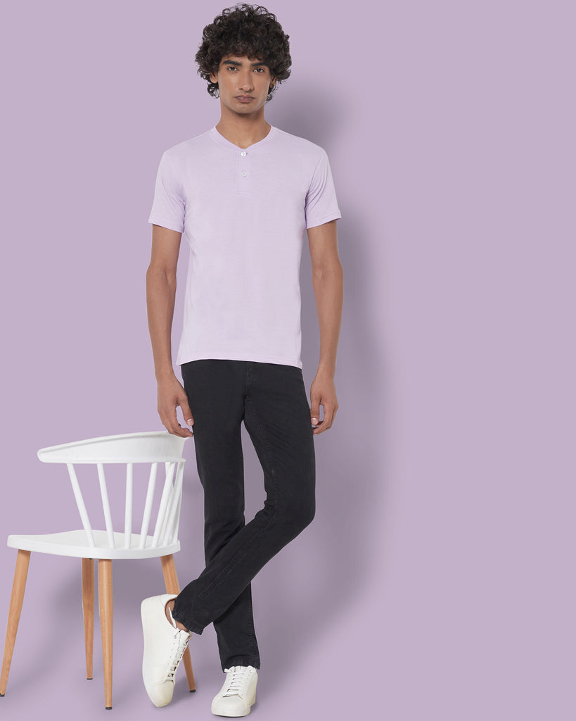 Melangebox Half Sleeves Henley: Mauve Purple