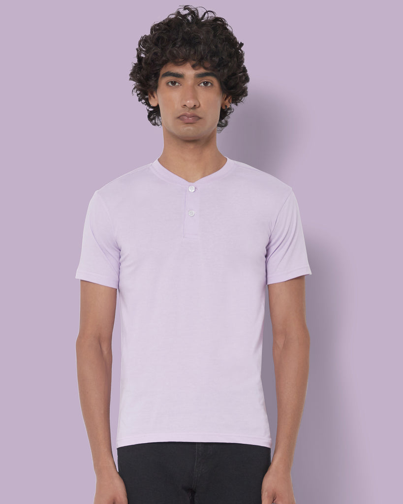 Melangebox Half Sleeves Henley: Mauve Purple