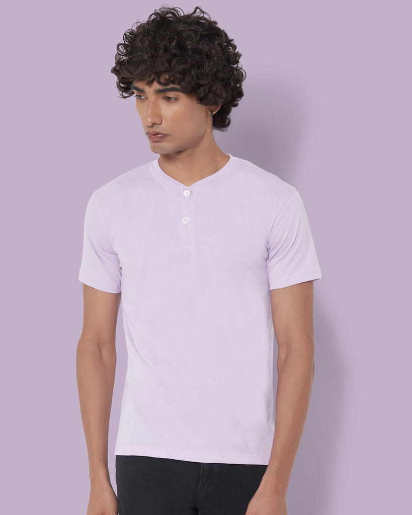 Melangebox Half Sleeves Henley: Mauve Purple